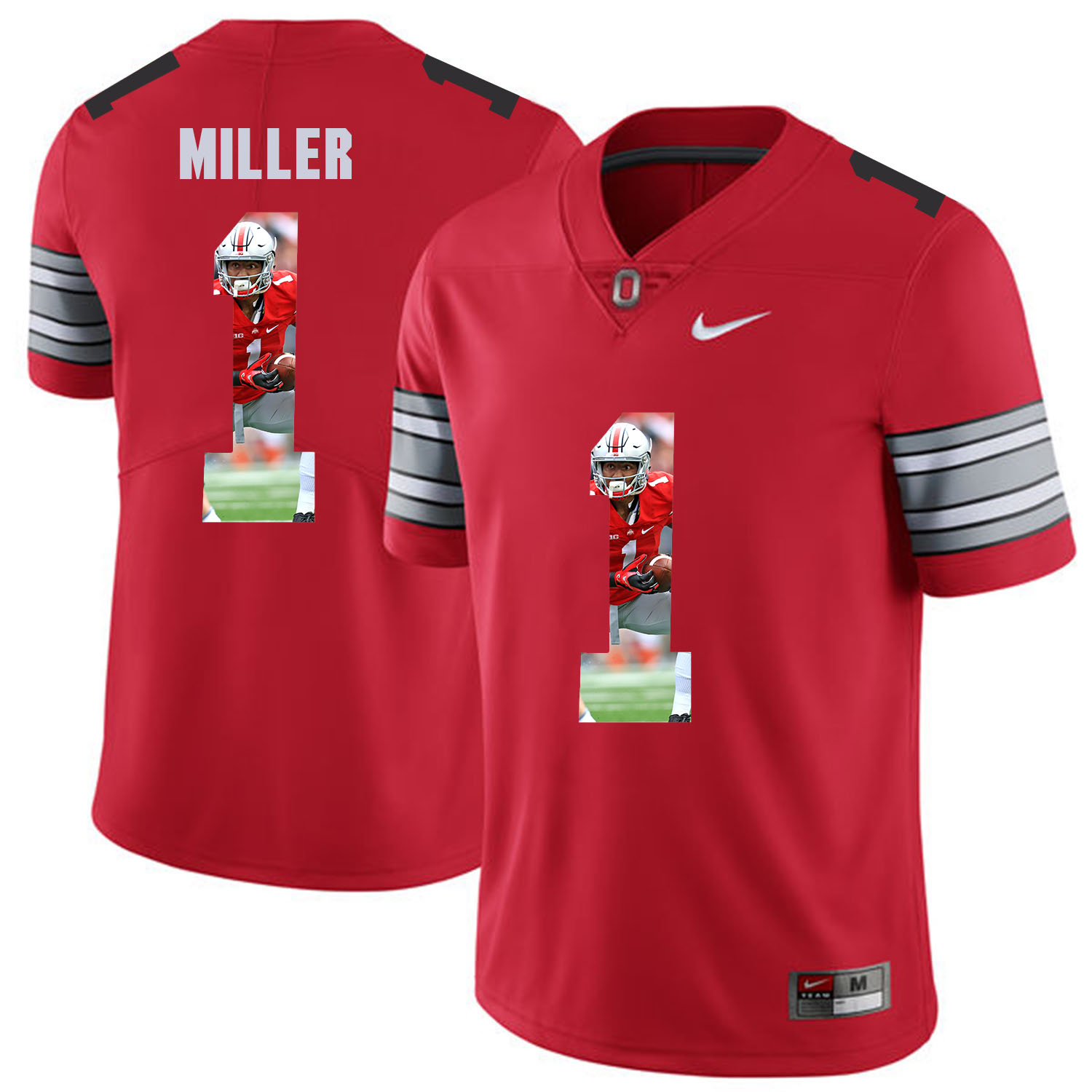 Men Ohio State 1 Miller Red Fashion Edition Customized NCAA Jerseys